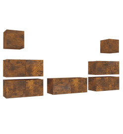 Ensemble de meubles TV 7 pcs Chêne fumé Bois d'ingénierie