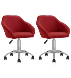 Chaises pivotantes à manger lot de 2 rouge bordeaux tissu