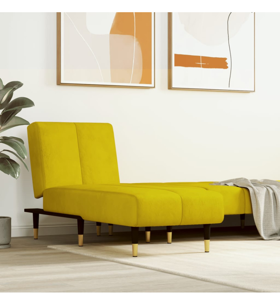 Chaise longue jaune velours