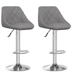 Tabourets de bar lot de 2 gris similicuir