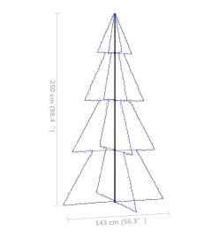 Arbre de Noël cône 360 LED d'intérieur/d'extérieur 143x250 cm