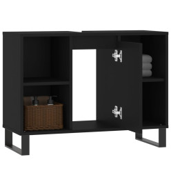 Armoire de salle de bain noir 80x33x60 cm bois d'ingénierie