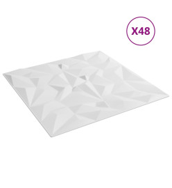 Panneaux muraux 48 pcs blanc 50x50 cm EPS 12 m² améthyste