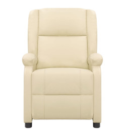 Fauteuil de massage électrique crème cuir véritable