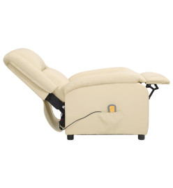 Fauteuil de massage électrique crème cuir véritable