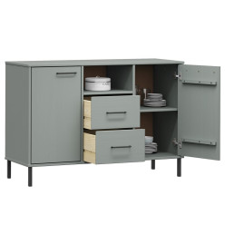 Buffet avec pieds en métal Gris 113x40x77 cm Bois massif OSLO