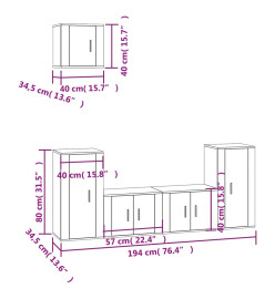 Ensemble de meubles TV 5 pcs Chêne marron Bois d'ingénierie