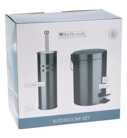 Excellent Houseware Ensemble de salle de bain 2 pcs Inox Noir