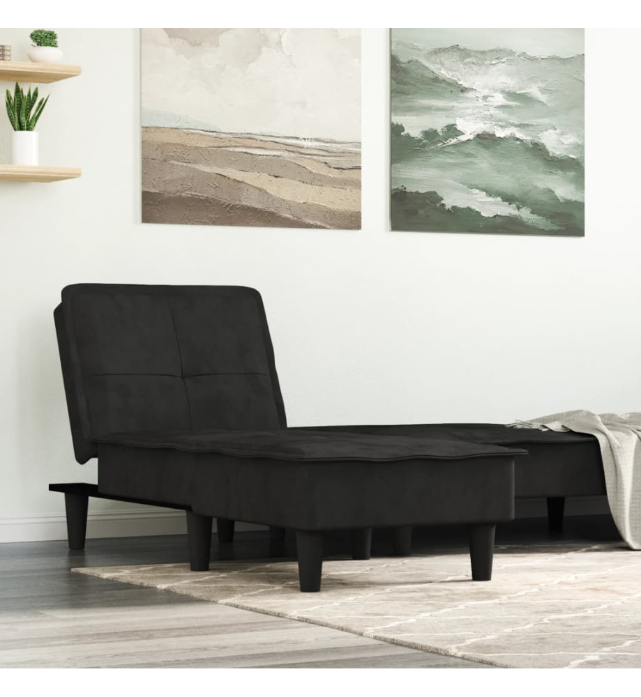 Chaise longue noir velours