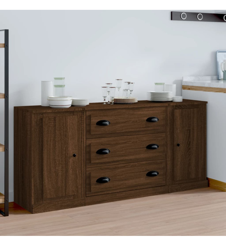 Buffets 3 pcs Chêne marron Bois d'ingénierie Buffets 3 pcs Chêne marron Bois d'ingénierie