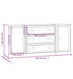 Buffets 3 pcs Chêne marron Bois d'ingénierie