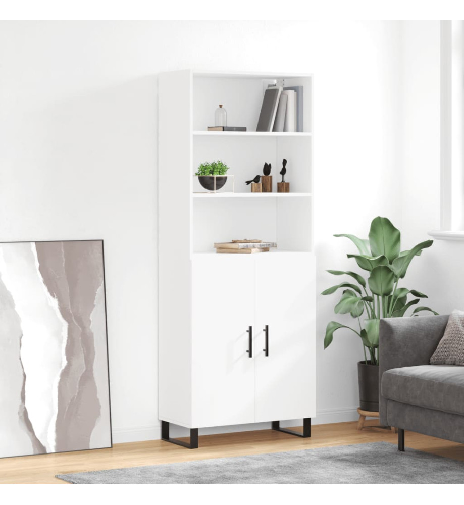 Buffet haut Blanc 69,5x34x180 cm Bois d'ingénierie Buffet haut Blanc 69,5x34x180 cm Bois d'ingénierie