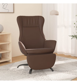 Chaise de relaxation et repose-pied Marron brillant Similicuir