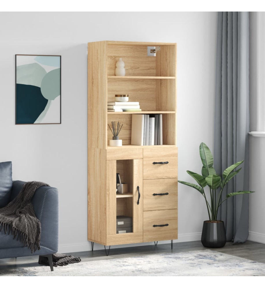 Buffet haut Chêne sonoma 69,5x34x180 cm Bois d'ingénierie Buffet haut Chêne sonoma 69,5x34x180 cm Bois d'ingénierie