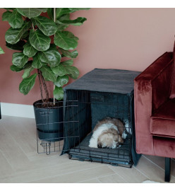 DISTRICT70 Couverture de cage pour chien Gris foncé S