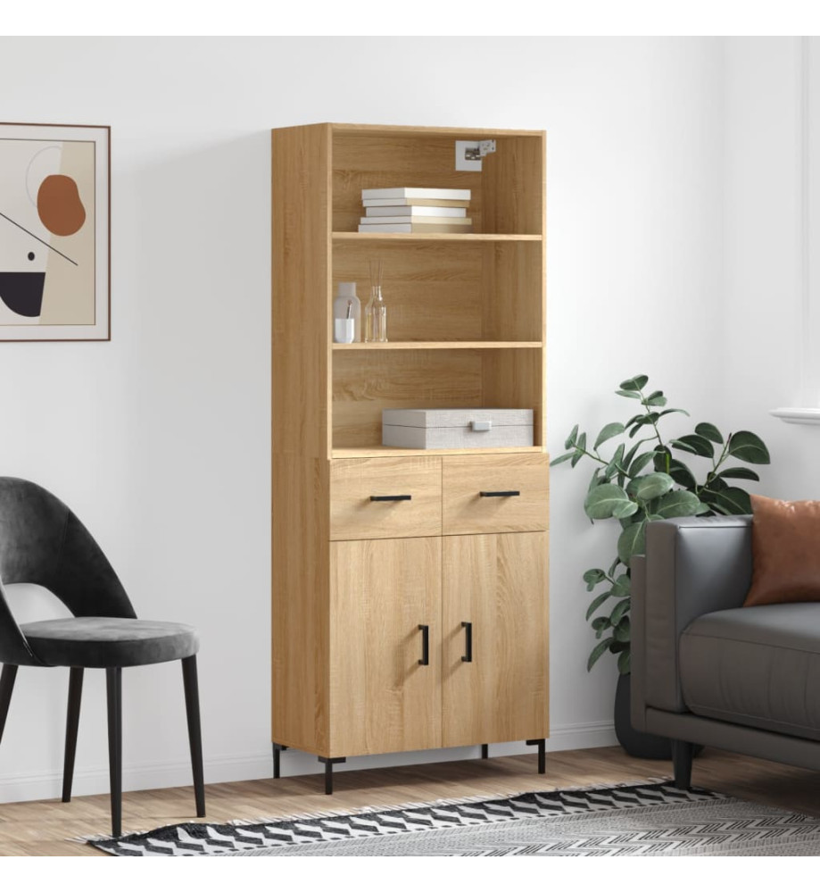 Buffet haut Chêne sonoma 69,5x34x180 cm Bois d'ingénierie Buffet haut Chêne sonoma 69,5x34x180 cm Bois d'ingénierie
