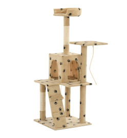 Arbre à chat avec griffoirs en sisal 120 cm Beige Motif pattes