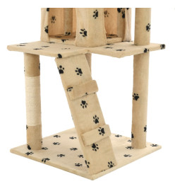 Arbre à chat avec griffoirs en sisal 120 cm Beige Motif pattes