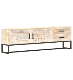 Meuble TV Blanc 140 x 30 x 45 cm Bois d'acacia massif