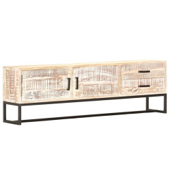 Meuble TV Blanc 140 x 30 x 45 cm Bois d'acacia massif