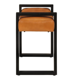 Banc Noir et marron 110 cm Cuir de chèvre véritable