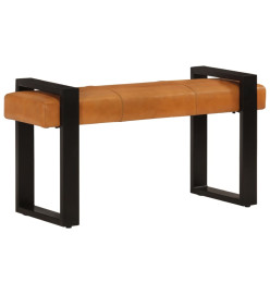 Banc Noir et marron 110 cm Cuir de chèvre véritable