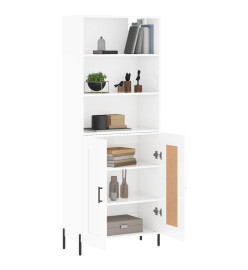 Buffet haut Blanc brillant 69,5x34x180 cm Bois d'ingénierie