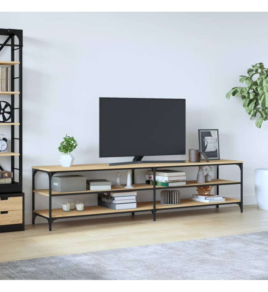 Meuble TV chêne sonoma 200x30x50 cm bois d'ingénierie et métal