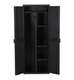 Armoire de rangement de jardin Noir 65x45x172 cm PP Rotin