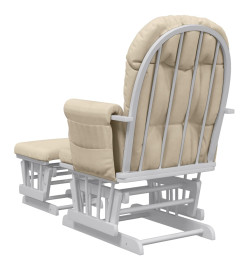 Chaise berçante avec repose-pied Blanc crème Tissu