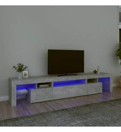 Meuble TV avec lumières LED Gris béton 215x36,5x40 cm