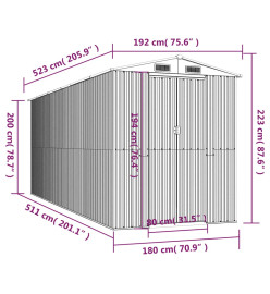 Abri de jardin Vert 192x523x223 cm Acier galvanisé