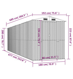 Abri de jardin Vert 192x689x223 cm Acier galvanisé