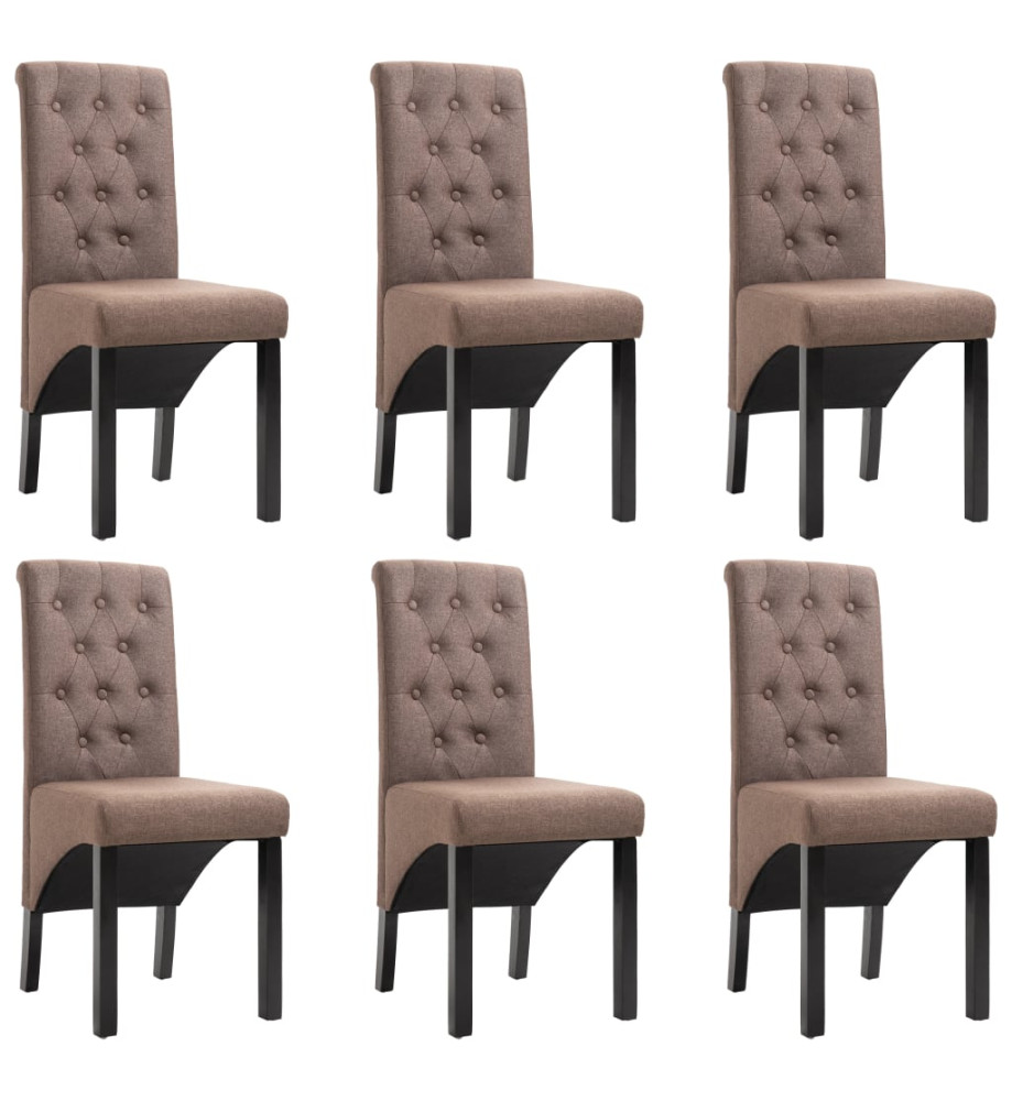 Chaises à manger lot de 6 marron tissu