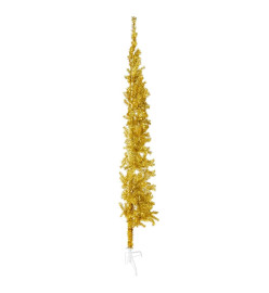 Demi sapin de Noël artificiel mince avec support Doré 210 cm