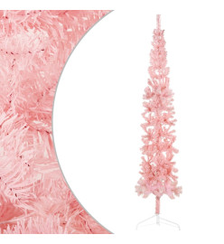 Demi sapin de Noël artificiel mince avec support Rose 240 cm