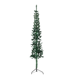 Demi sapin de Noël artificiel mince avec support Vert 210 cm