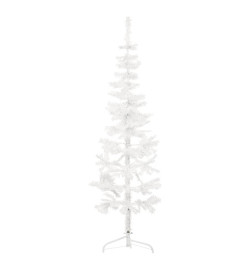 Demi sapin de Noël artificiel mince avec support Blanc 150 cm