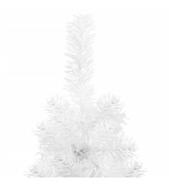 Demi sapin de Noël artificiel mince avec support Blanc 210 cm