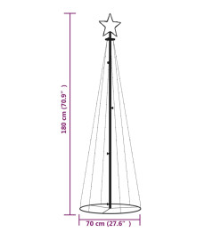 Arbre de Noël cône 108 LED Blanc froid 70x180 cm