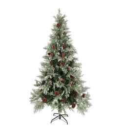 Sapin de Noël avec pommes de pin Vert et blanc 225 cm PVC et PE