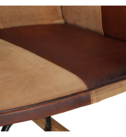 Chaise à bascule Marron Cuir véritable et toile