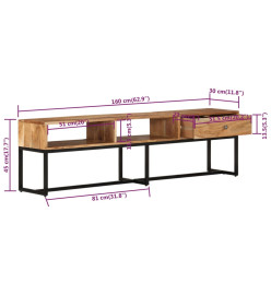 Meuble TV 160x30x45 cm Bois d'acacia massif