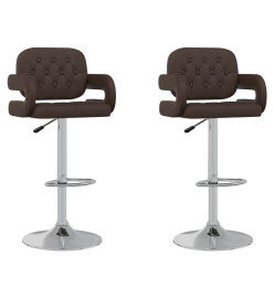 Tabourets de bar lot de 2 marron similicuir