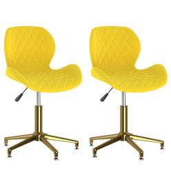 Chaises à manger pivotantes lot de 2 jaune moutarde velours