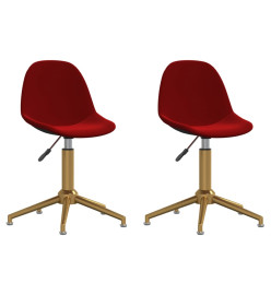 Chaises pivotantes salle à manger 2 pcs Rouge bordeaux Velours