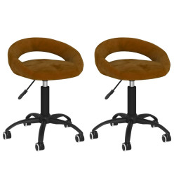 Chaises pivotantes à manger lot de 2 marron velours