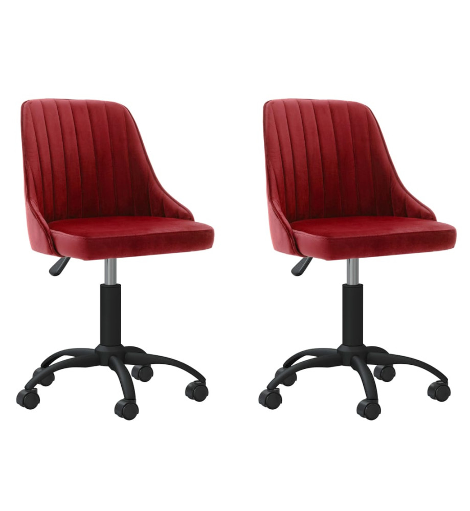 Chaises à manger pivotantes lot de 2 rouge bordeaux velours