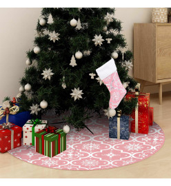 Jupe de sapin de Noël de luxe avec chaussette Rose 122 cm Tissu