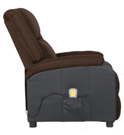 Fauteuil de massage marron foncé similicuir et tissu